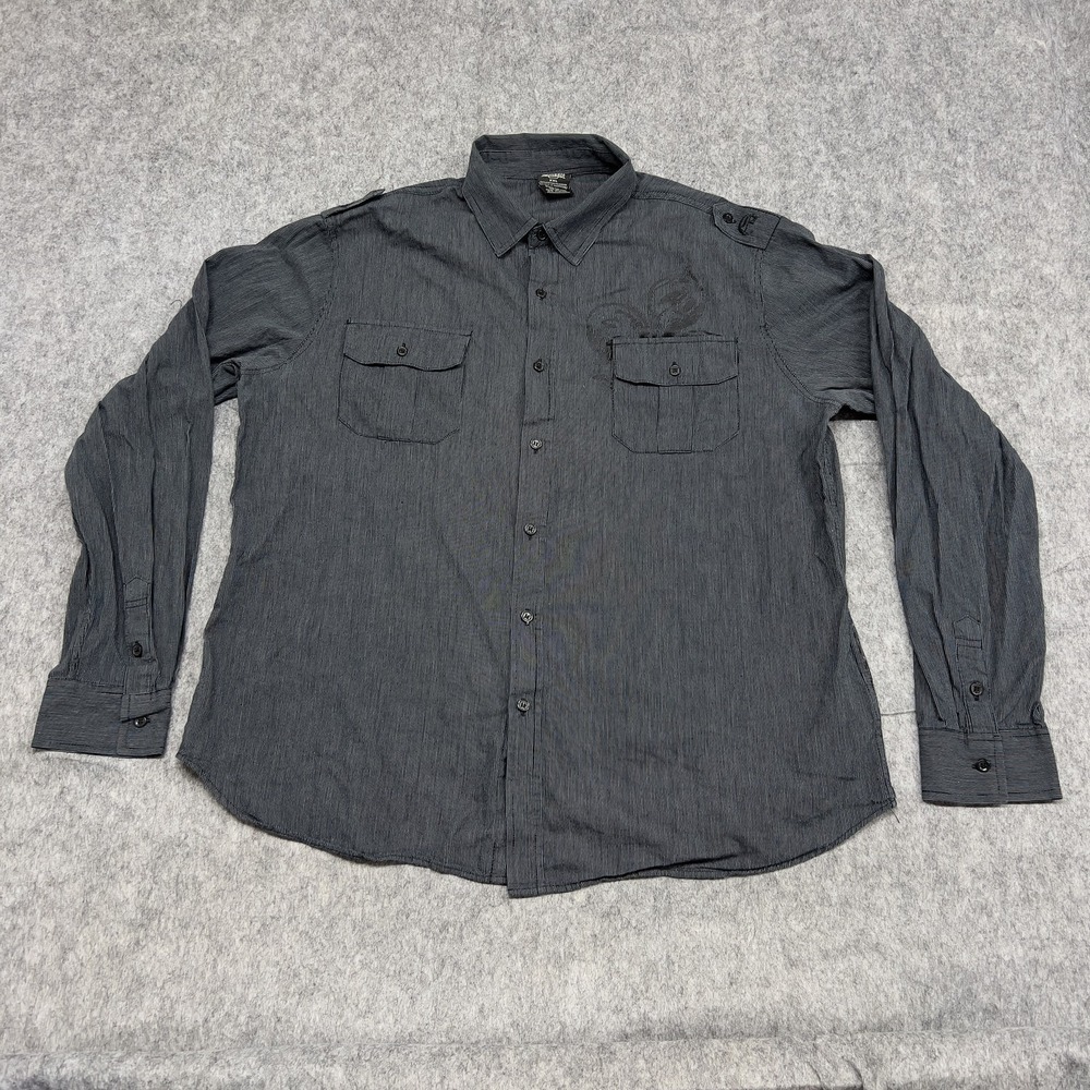 MMA Elite Shirt Mens 2XL Long Sleeve Button Up Embroidered Crest Casual Epaulet
